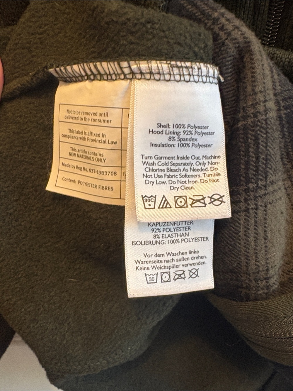 Eddie Bauer Olive Green Quilted Fleece Jacket with Snap Hood - Picture 4 of 13